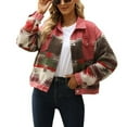 thumbnail image 1 of Defitshape Women's Short Jean Shacket Tribal Aztec Shirt Long Sleeve Button Down Top Fashion Lightweight Crop Shirt Jackets Watermelon Red X-Large, 1 of 4
