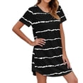thumbnail image 1 of Defitshape Women's Short Sleeve Cotton Nightgown Sleepwear Cute Loungewear Sleep Shirt Short Nightshirt Nightwear Summer Nighties Polyester Lounge Dress Striped Fitted Black Medium, 1 of 3