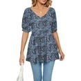 thumbnail image 1 of Defitshape Women's Short Sleeve Top Crop T Shirt Soft Cotton Fashion High Casual Summer Beach Loose Lightweight Shirt Patterned5 Large, 1 of 4