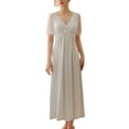 thumbnail image 1 of Defitshape Women's Short Sleeve Victorian Nightgown Cute V Neck Pajama Dress Long Lace Short Sleeve Illusion High Waisted Summer Sleepwear Vintage Sleep Dress w/ Built in Bra Blue Large, 1 of 5