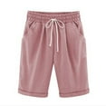 thumbnail image 1 of Defitshape Women's Shorts Cotton Casual Shorts Drawstring Summer Mid Rise Fashion Shorts Pink 10, 1 of 1