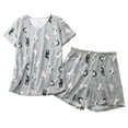 thumbnail image 1 of Defitshape Women's Shorts Pajama Set Short Sleeve Shirt 2 Piece Pj Sleepwear Cotton Blend Soft V Neck Printed Loungewear Elastic Waist Cute Drawstring Patterned4 3X-Large, 1 of 5