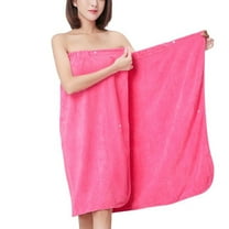 Defitshape Women's Shower Wrap Towel S Bunched Bath Robe Dress Comfy After Shower Dress Billowy Knee Length Fleece Hot Tub Elastic Bathrobe Rose Small-X-Large