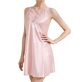 thumbnail image 1 of Defitshape Women's Silk Nightgown Lingeries Sheer V Neck Nightwear Satin Sleepwear Lace Chemise Mini Nightgown Pink X-Large, 1 of 5