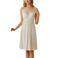 thumbnail image 1 of Defitshape Women's Sleeveless Nightgown Modal Soft Princess Chemise Lace V Neck Sleep Dress Vintage Summer Nighties Cami Knee Length Comfy Sleepwear White Large, 1 of 5