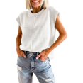 thumbnail image 1 of Defitshape Women's Soft Crew Neck Sweater Casual Fashion Oversized Knit Vest Sleeveless Top Holiday Fashion Loose Fit Pullover Tank Top White Large, 1 of 1