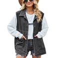 thumbnail image 1 of Defitshape Women's Soft Denim Vest Jean Top Sleeveless Tank Top Denim Button Slimming Drawstring Pocket Hooded Vest Grey X-Large, 1 of 1