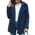 thumbnail image 1 of Defitshape Women's Soft Fluffy Blazer Jackets & Coats Lapel Collar Warm Thick Fuzzy Teddy Fleece Casual Double Breasted Jackets & Coats Navy 4-6, 1 of 4