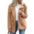 thumbnail image 1 of Defitshape Women's Soft Fluffy Blazer Jackets & Coats Lapel Collar Warm Thick Fuzzy Teddy Fleece Casual Double Breasted Jackets & Coats Umber 16, 1 of 4