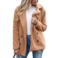 thumbnail image 1 of Defitshape Women's Soft Fluffy Blazer Jackets & Coats Lapel Collar Warm Thick Fuzzy Teddy Fleece Casual Double Breasted Jackets & Coats Umber 24, 1 of 4