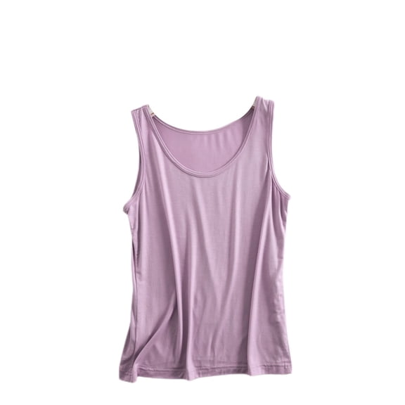 Defitshape Women's Soft Pajama Tank Top Sleeveless T-Shirt Short Basic Comfy Yoga Spring Thin Lightweight Scoop Neck Cami Purple X-Small