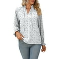 thumbnail image 1 of Defitshape Women's Soft Shirt Ruffle Blouse Summer Floral Boho Peasant Long Sleeve Lantern Sleeve Blouses Grey Small, 1 of 4