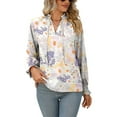 thumbnail image 1 of Defitshape Women's Soft Shirt Ruffle Blouse Summer Floral Boho Peasant Long Sleeve Lantern Sleeve Blouses White Medium, 1 of 4