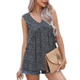 thumbnail image 1 of Defitshape Women's Soft Tank Top Sleeveless Printed Vest Blouse Summer Fall Lightweight Loose Cute Beach Tops Navy 4-6, 1 of 4