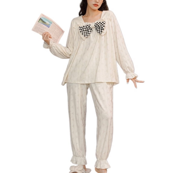 Defitshape Women's Summer Comfy Winter Princess Cotton Cute Pajama Set Soft Pjs Fall Lounge Postpartum Sleepwear Style14 Medium