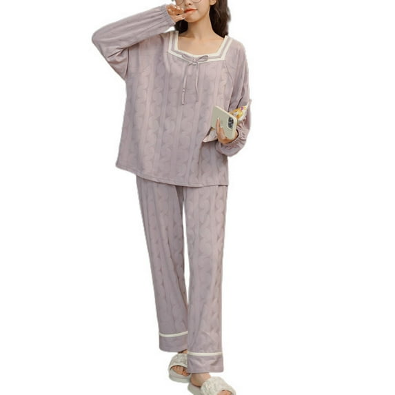 Defitshape Women's Summer Comfy Winter Princess Cotton Cute Pajama Set Soft Pjs Fall Lounge Postpartum Sleepwear Style15 Large