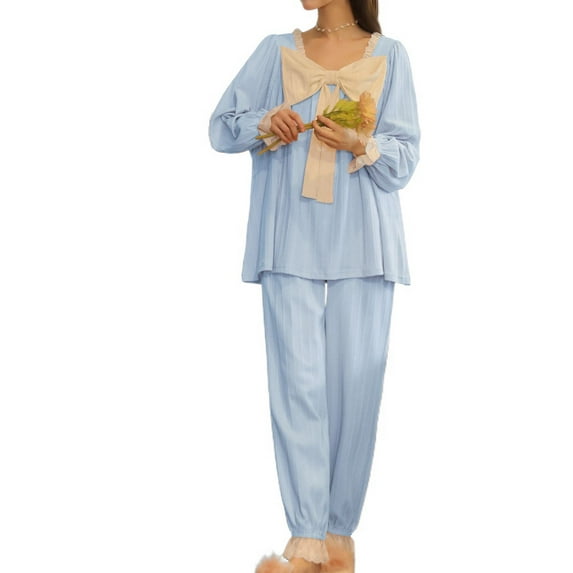 Defitshape Women's Summer Comfy Winter Princess Cotton Cute Pajama Set Soft Pjs Fall Lounge Postpartum Sleepwear Style9 X-Large