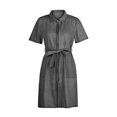 thumbnail image 1 of Defitshape Women's Summer Denim Dress Short Sleeve Dresses Holiday Dinner Fall Casual Fashion Comfy Belted Jean Dress Grey X-Small, 1 of 1