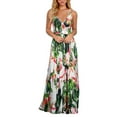 thumbnail image 1 of Defitshape Women's Summer Dress Long Hawaiian Dresses Holiday Swing V Neck Wrap Dress Floral Printed Boho Ruched Criss Cross White 12, 1 of 4