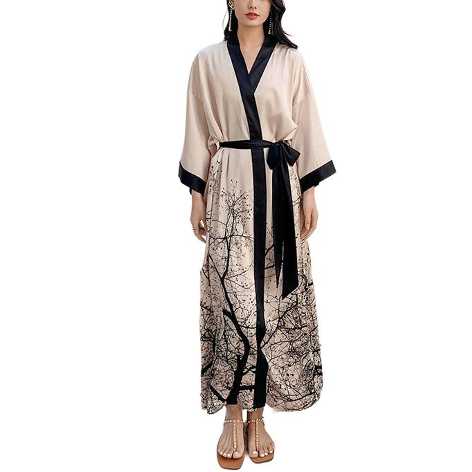 Dropp Robe Defitshape Women's Summer Kimono Robe Spring Pajamas Drop V Neck ...