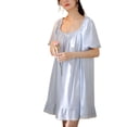 thumbnail image 1 of Defitshape Women's Summer Nightgown Lightweight Fall Puff Sleeve Sleep Dress Vintage Victorian Night Gown Light Blue Large, 1 of 4