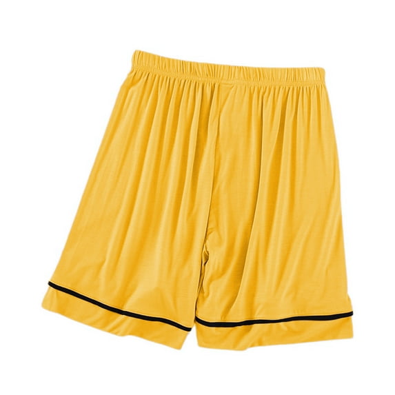 Defitshape Women's Summer Pajama Shorts Modal Soft Lounge Casual Shorts Plain Spring Stretchy Comfy Sleepwear Elastic Waist Fall Loungewear Yellow Medium