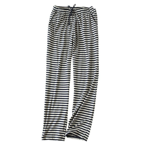 Defitshape Women's Summer Pajamas Pants Pjs Long Palazzo Casual Stretch Loose Elastic Waist Bottoms Ankle Pants Navy Large