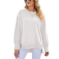 thumbnail image 1 of Defitshape Women's Sweatshirt Long Sleeve Pullover Fall Hoodless Fashion Thick Workout Crewneck Winter Pullover Top White Small, 1 of 4