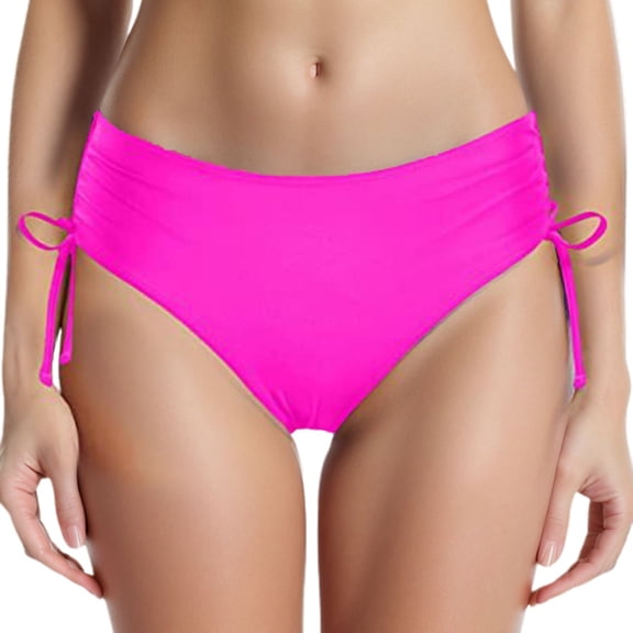 Defitshape Women's Swim Shorts Swimming Bottoms Swimsuit Cheeky Ruched Slimming Summer Board Shorts Soft Drawstring Mid Rise Swimwear Rose Large