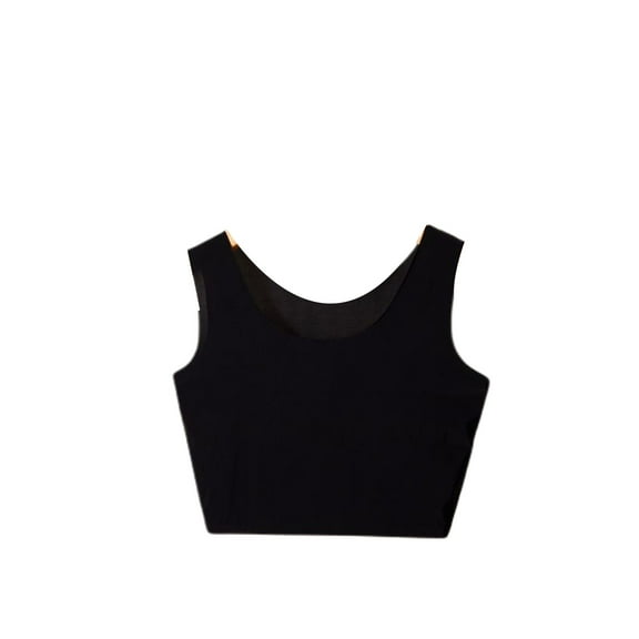 Defitshape Women's Tank Top Seamless Crop Top Soft Stretch Basic Fall Sleeveless Short Boat Neck Cropped Shirt Underwear Black X-Small