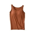 thumbnail image 1 of Defitshape Women's Tank Tops Built-in Bra Cami Cool Nightwear Crew Neck Vest Basic Comfy Home Fall Soft Thin Summer Pajama Top Carame Small, 1 of 1