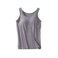 thumbnail image 1 of Defitshape Women's Tank Tops Built-in Bra Cami Cool Nightwear Crew Neck Vest Basic Comfy Home Fall Soft Thin Summer Pajama Top Dark Grey XX-Large, 1 of 1