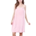 thumbnail image 1 of Defitshape Women's Terry Cloth Wrapping Bathrobe Shower Towel Wrap Soft Bath Robe Lightweight Spa Knee Length Body Wraps with Adjustable Snaps Light Pink Small-X-Large, 1 of 1