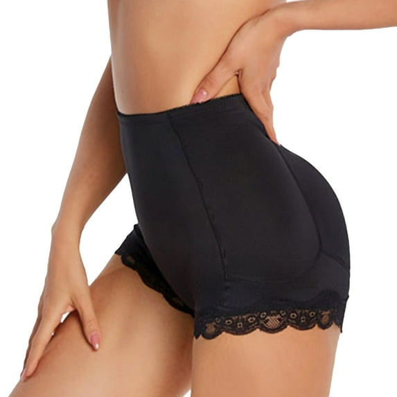 Defitshape Women's Thigh Slimmer Butt Lifter Plus Size Shapewear Slip Shorts for Under Dress Underwear Tummy Control Seamless Padded Lace Stomach Hip Dip Shaper Panties High Waisted Black 4X-Large