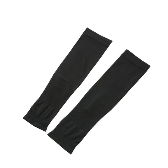 Defitshape Women's Uv Sun Protection Arm Sleeves Men Cooling Long Hand Sleeve Thin Slim Spandex Fit Running Outdoor Arm Covers Black One Size