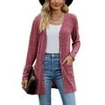 thumbnail image 1 of Defitshape Women's V Neck Top Long Cardigan Sweater Plus Size Long Sleeve Fitted Deep V Neck Casual Button Date Night Knitwear Burgundy 5X-Large, 1 of 5
