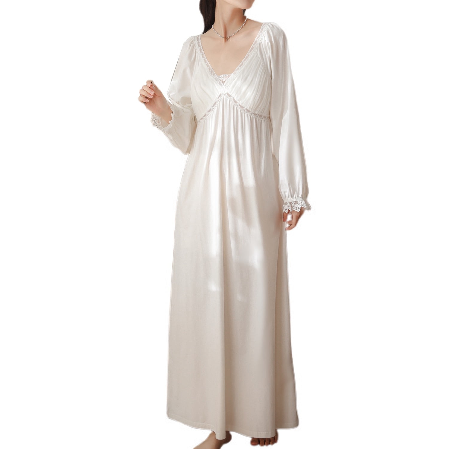 chinese dress ladies Pima Long Sleeve Nightgown in Hydrangea main image 0
