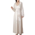 thumbnail image 1 of Defitshape Women's Victorian Night Gown Cotton Blend Nightgown Vintage Sleep Dress Long Sleeve V Neck Full-length White Medium, 1 of 5