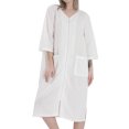 thumbnail image 1 of Defitshape Women's Waffle Robe Lightweight Zip Up Bathrobe Zipper Housecoat Duster Robe Casual House Coat Nightgown 3/4 Sleeve Housedress Side Split Pockets White Large, 1 of 5