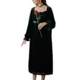 thumbnail image 1 of Defitshape Women's Warm Long Sleeve Nightgown Tea Length NightdressVelvet Sleep Dress Vintage Lace Pleated Dark Green Large, 1 of 5