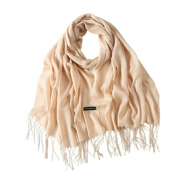 Defitshape Women's Warm Shawl Men Fall Scarf Travel Spring Soft Fashion Lightweight Date Night Cozy Fringe Scarves Beige One Size