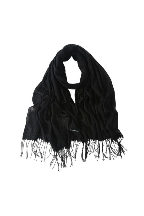 Women's Warm Shawl Men Fall Scarf Travel Spring Soft Fashion Lightweight Date Night Cozy Fringe Scarves Black One Size