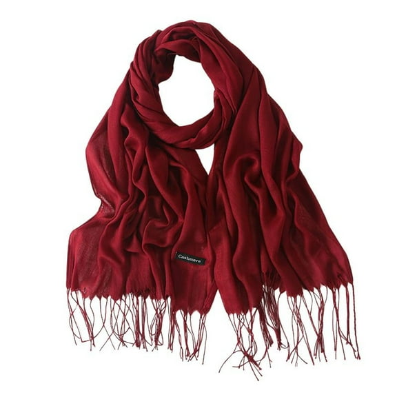 Defitshape Women's Warm Shawl Men Fall Scarf Travel Spring Soft Fashion Lightweight Date Night Cozy Fringe Scarves Burgundy One Size