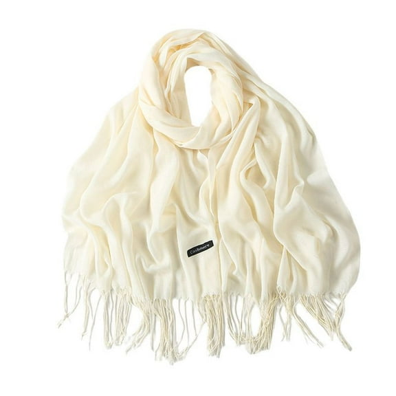 Defitshape Women's Warm Shawl Men Fall Scarf Travel Spring Soft Fashion Lightweight Date Night Cozy Fringe Scarves Cream One Size