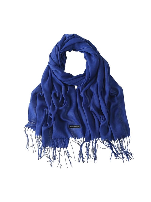 Women's Warm Shawl Men Fall Scarf Travel Spring Soft Fashion Lightweight Date Night Cozy Fringe Scarves Royal Blue One Size