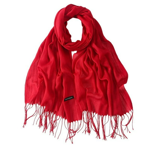 Defitshape Women's Warm Shawl Men Fall Scarf Travel Spring Soft Fashion Lightweight Date Night Cozy Fringe Scarves Vermillion One Size