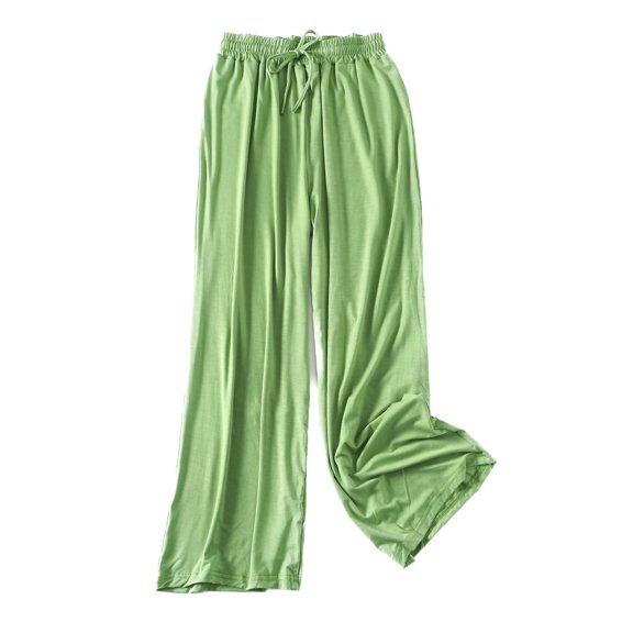 Defitshape Women's Wide Leg Lounge Pants Lightweight Loungewear Summer Spring Comfy Stretch Elastic Waist Fall Flowy Modal Rayon Sleepwear Soft Casual Pj Bottoms Light Green Small