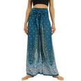 thumbnail image 1 of Defitshape Women's Yoga Boho Pants Wide Leg Boho Bohemian Pants Long Soft Palazzo Summer Pleated Lightweight Style2 Small-Large, 1 of 4