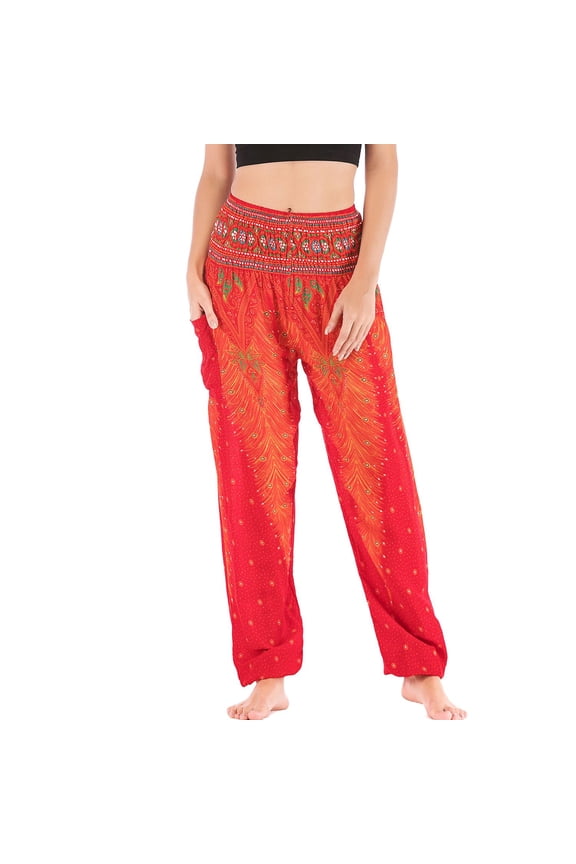 Women's Yoga Pants Boho Yoga Pants Jogging Fall Track High Waisted Summer Jogger Thin Casual Pants Patterned1 Small-X-Large