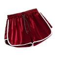thumbnail image 1 of Defitshape Women's Yoga Shorts Gym Booty Shorts Running Summer Mid Rise Short Pull On Soft Casual Boyshorts Burgundy 4-6, 1 of 4